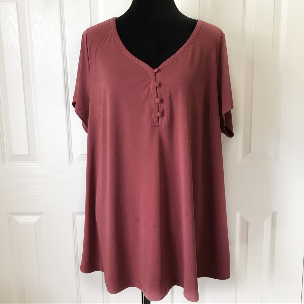 TORRID Dark Mauve Popover Button Blouse Size 3X